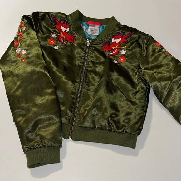 Disney Other - Disney Mulan/Mushu Beautiful Green Satin Jacket with‎ Floral Embroidery